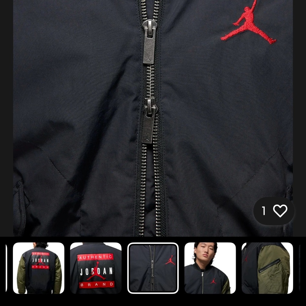 Nike Jordan Renegade Bomber Jacket Off Noir Olive HQ2664-045 Men's Size L - Picture 4 of 7